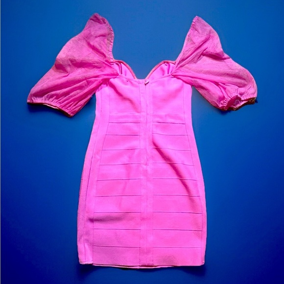 Sissy princess Misguided Barbiecore pink Bandage dress size 6 stretch - Picture 3 of 4